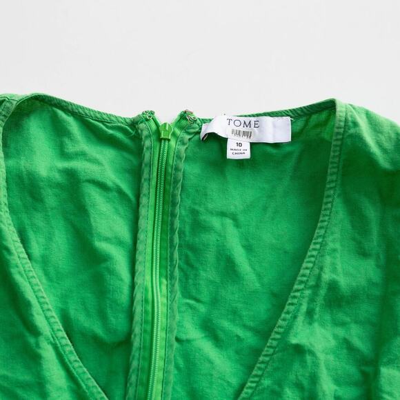 TOME Collective Green Linen Dress - Size 10 - Picture 4 of 6